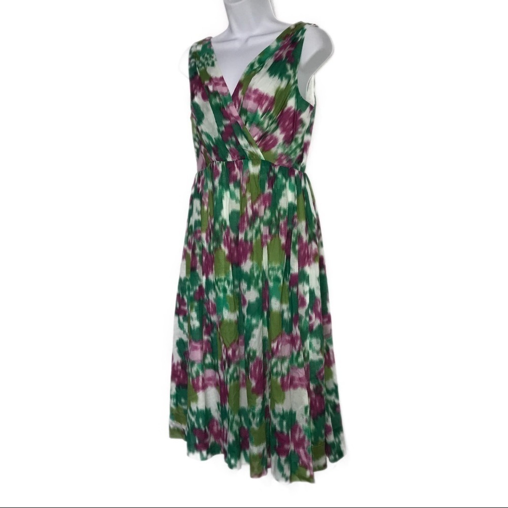 Allen B. Womens Vneck Pleated Sleeveless Bodice Dress 6 *
